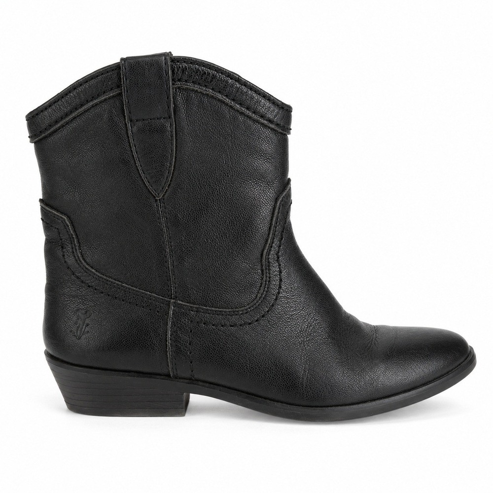 VTG Y2K Frye Boys 4 Women 6 Carson Shortie Ankle Boots Western Leather Black